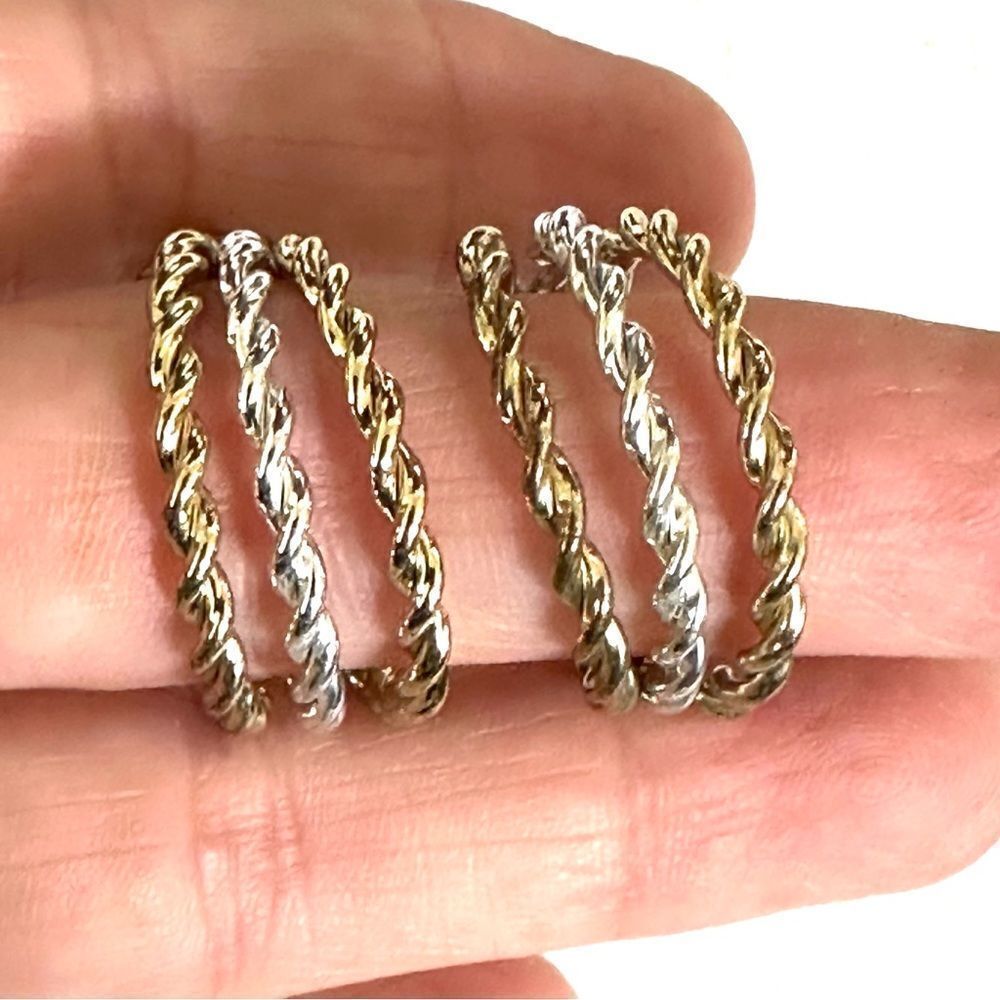 NWH silver and gold tone clip on earrings